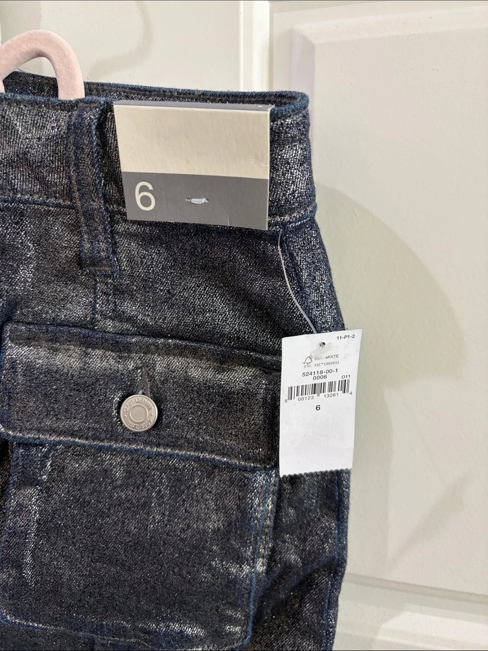GAP girl’s Sz6 Shimmery Navy Cargo Pocket Mini Skirt